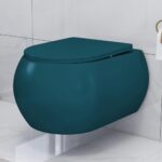 Plantex Imported Wall Hung Commode for Toilet/Ceramic Western Commode/Rimless Washdown Commode with Soft Closing Toilet Seat – P Trap (1064, Matt Blue)