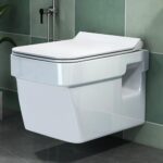 Plantex Imported Ceramic Western Commode/Wall Hung Western Toilet/Rim Washdown Commode with Soft Closing Toilet Seat – P Trap Outlet (White)