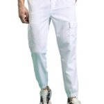 Highlander Men Mid-Rise Cargo Jogger Style Trousers White