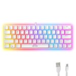 Ant Esports MK1200 Mini 60% Wired Mechanical Gaming Keyboard – Red Switch, Rainbow Backlit, 61 Keys, Anti-Ghosting, USB, Compact TKL – Compatible with Windows, macOS, PS5, Xbox, Laptop & PC (White)