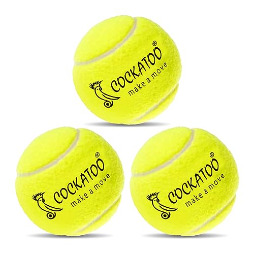 Cockatoo Rubber Cricket Tennis Ball, Construction of Tennis Ball for Cricket for Optimal Performance,Suitable for All Skill Levels. (120 Gr Per Ball -Pack of 3-Yellow)