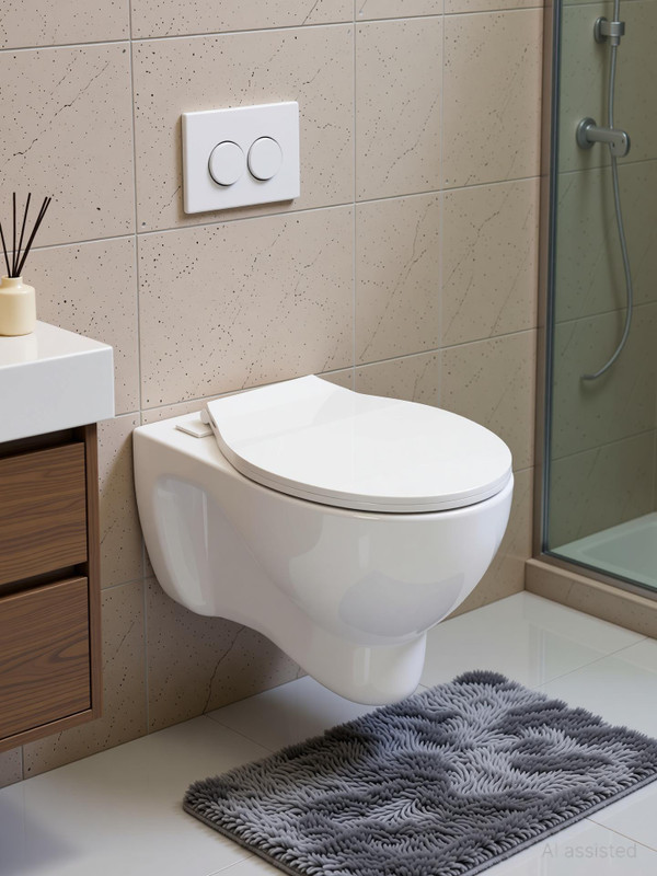 Plantex Commode for Toilet/Ceramic Western Commode/Wall Hung Commode with Soft Closing Toilet Seat – P Trap (APS-3692, Caliber) Western Commode(White)