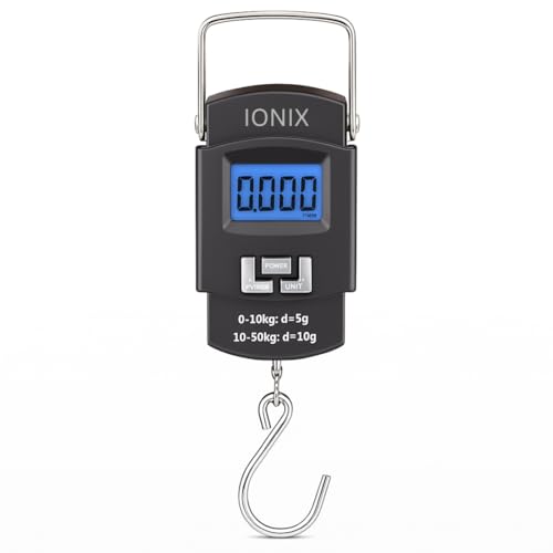 IONIX Weight Machine for Luggage, Wait Machine, Luggage Wighing Scale, Digital Weighing Scale, Bag Weighing Scale for Luggage, Electronic Portable Fishing Hook Type Digital LED Screen, 50 kg (Black)