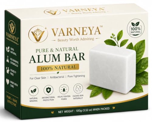 VARNEYA Naturals Pure Alum Bar 100g | Potash Alum (Fitkari) | 100% Natural Crystal Alum | Premium Quality | Ideal for Shaving, Skincare & Traditional Use