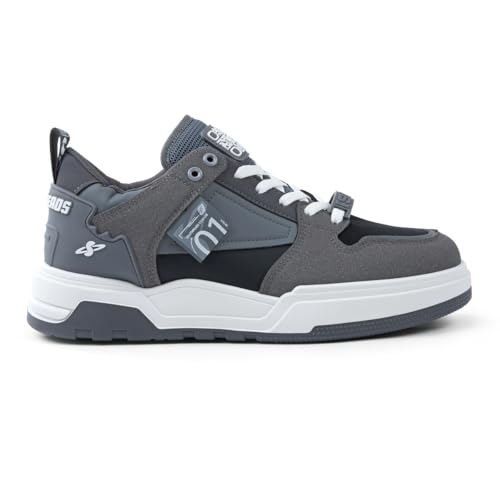 SOLETHREADS Verso Sneakers for Men | Stylish & Fashionable| Comfortable|Walking Shoes| Lightweight Flexible| Skid-Resistant| Everyday |Casual Shoes for Men|Grey/Black|UK 9