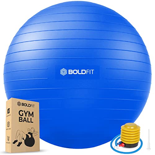 Boldfit Gym Ball for Exercise Anti Burst Exercise Ball with Foot Pump for Workout Yoga Ball for Women and Men Swiss Ball for Balance Stability Training, Birthing Ball for Pregnancy,Fitness, Black,65cm