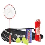 Hipkoo Sports Sunrise HR 12 Aluminum Badminton Complete Racquets Set | 1 Wide Body Rackets with Cover, 3 Shuttlecocks and Net | Ideal for Beginner | Lightweight & Sturdy (Set of 1)