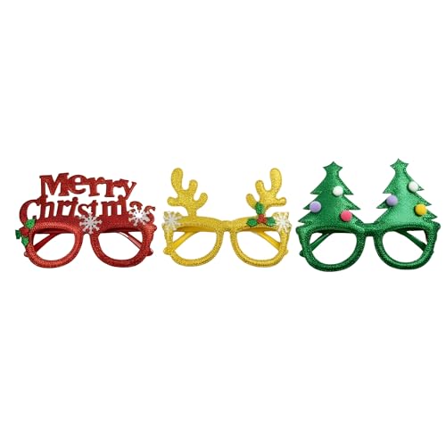 Crackles Christmas Party Decoration Goggles – Santa, Reindeer & Tree Design | Fun Party Glasses for Kids & Adults | Xmas and Photo Booth & Festive Accessory Party Favor return Gifts (Pack of 3)