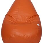 Sattva Classic XXXL Bean Bag with Pocket Filled with Beans | Faux Leather Teardrop Bean Bag for Adults & Teens | Pre-Filled Comfortable Seating for Bedroom, Living Room, Office, Home – Orange