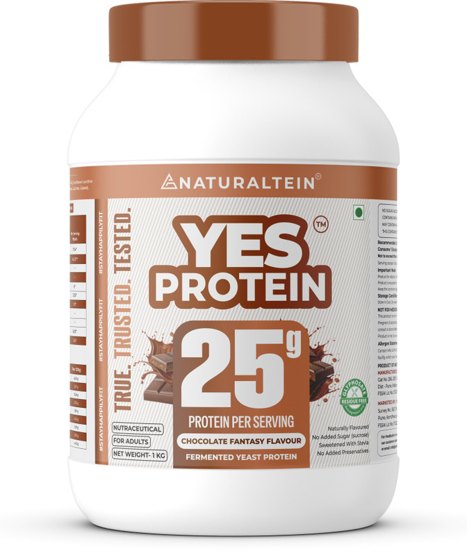 NATURALTEIN Fermented Yeast Protein Powder | 25g Protein Per Scoop | Vegan Plant Protein Plant-Based Protein(1 kg, Chocolate)