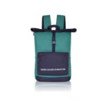 United Colors of Benetton Grand Slam 30L Roll-Top Laptop Backpack – Dark Green+Navy Color | Fits 14-inch Laptops | Secure Buckle Closure & 1-Year Warranty
