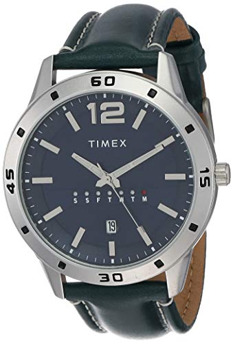 TIMEX Analog Watch for man with Blue Round Dial & Blue Leather Strap Band Water Resistant Men’s Wrist Watches – TW000U931