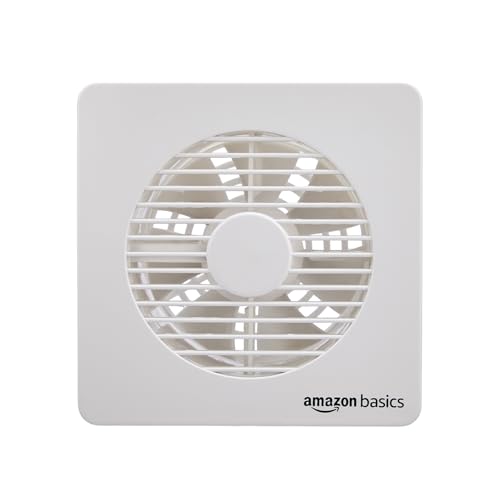 Amazon Basics Axial 6” Fan | 22W | 7 Blades | 135 mm Sweep | 7.5 dB Low Noise | Window Mount | Wall Switch Control | White Plastic Body