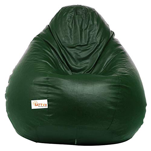 Sattva Classic Leatherette Bean Bag Cover (Without Beans) XXL Size – Dark Green