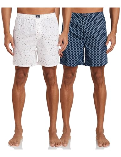 Amazon Brand – Symbol Men’s Cotton Printed Boxer Shorts (Combo Pack of 2) Casual | Underwear | Half Pants | Short Pant – Regular Fit with Back Pocket (SYMBXRPO2-13_Multicolor 5_3XL)