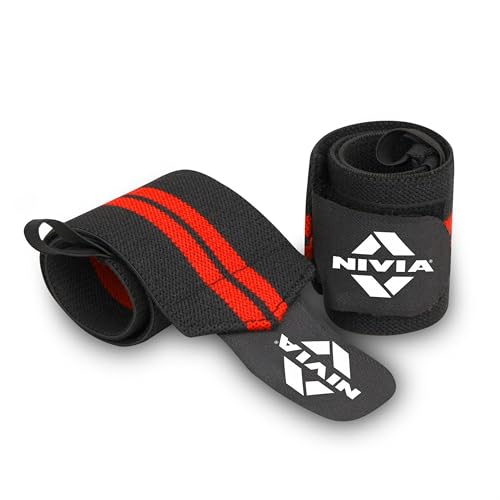 Nivia Professional Wrist Band for Gym Workout Wrist Support for Gym Straps for Men Hand Band Strap for Man Wrists Supporter wrap for Man Workout Accessories for Women & Men Workout, 3 mm Thickness