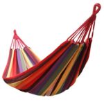 Inditradition Cotton Striped Foldable Hammock (for Single Person) / Hanging Bed for Camping & Outdoor Activities (197 CM x 80 CM) – Multicolor