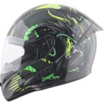 Vega Voyager DRAGOA! Full Face Motorcycle Helmet with Lightweight Shell, Aerodynamic Design, Shock Absorbing Liner, Comfortable Interior, Ventilated Fit, and Trendy Black Neon Yellow Finish Black Neon Yellow-L