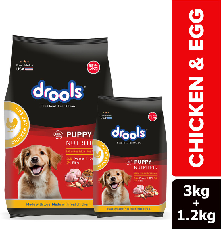 Drools (3+ 1.2 kg inside) Egg and Real Chicken 4.2 kg Dry Young Dog Food