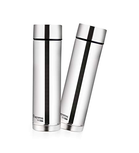 Crystal – CWB-043A Capsule Stainless Steel Water Bottle -1000Ml, Silver, 2 Piece