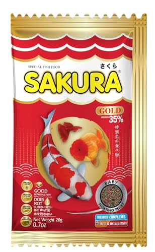 Sakura Goldfish Food | 20 g, Micro 1mm Pellets | Colour & Immunity Enhancing | Astaxanthin, Krill & Vitamin Complex Formula