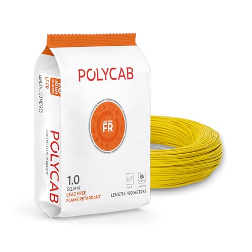 Polycab LF FR 180M coil | 4 SQ MM | Flame Retardant technology | Lead free insulation | 99.97% high purity copper | Rodent protection | RoHS & REACH complaint (Yellow)