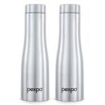 Go24 pexpo Monaco 1000 ISI Certified Stainless Steel Sports/Fridge Water Bottle, 970ml, Silver, Pack of 2 | Eco friendly | BPA Free | Water Bottle for Office, Gym, School, Yoga, Trekking, Adults&Kids