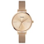 TIMEX Analog Watch for Women with Rose Gold Round Dial & Rose Gold Stainless Steel Bracelet Band Water Resistant Women’s Wrist Watches – TWEL155SMU06