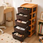 PrettyKrafts 5-Tier Plastic Storage Drawer Organizer | Modular Chest of Drawers & Toy Storage Box for Kids Room, Home, Kitchen & Office | Multipurpose Cabinet Unit (Brown, 36x39x77 cm)