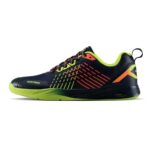 Hundred Court Zoom Unisex Non-Marking Court Shoes | Badminton, Pickleball, Table Tennis & Other Indoor Sports | Lightweight, Cushioned Grip (Navy/Lime/Orange ; UK 10)