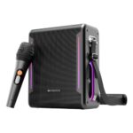 ZEBRONICS Axon 150 Portable Bluetooth Speaker, 100W RMS, Built-in Power Bank, Zeb AcoustiMax DSP, Dual Passive Radiators, Up to 7h Playback, RGB Lights, BT v5.3, USB, mSD, AUX, Wireless Mic (Black)