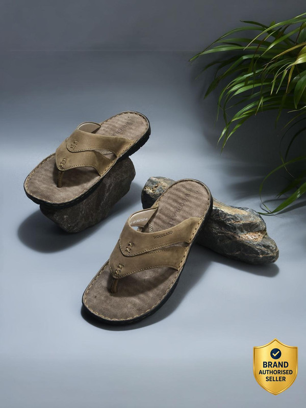 WOODLAND Comfortable Soft Sole Lightweight Home Wear Men Sandals(Khaki , 9)