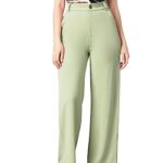 KOTTY Women’s High Rise Cotton Blend Relaxed Fit Trousers Sage Green