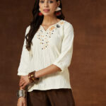 KROLIANT Casual Embroidered Women White Top