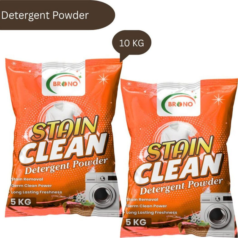 Brono Turbo Clean Detergent Powder | Strong Wash | Fresh Clothes | PK1H2 Detergent Powder (Multi)(10 kg)