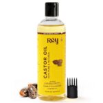 Rey Naturals Cold Pressed Castor Oil | 100% Pure Extra Virgin Oil | For Fast Hair Growth, Thicker Eyebrows, Eyelashes & Skin Care | 200ml | For Men & Women