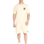 ELLITI Cotton Blend Casual Round Neck Printed T-Shirt and Shorts Set, Men’s Pyjama cod set for men, Sleepwear & Loungewear,Summer Night Wear,Night Suit,Night Dress,Beach Weaver Suit For Men(Cream,XXL)