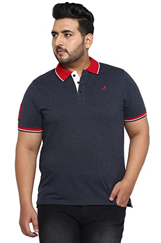 AMERICAN CREW Men’s Polo Collar Navy Melange T-Shirt – XXL (AC3019-XXL)