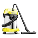 Karcher WD 3 SV Wet & Dry Vacuum Cleaner, 1000W, 23kPa Suction Power, 17L Tank, Stainless Steel Body, Blower Function, Cartridge Filter & Fleece Filter Bag, Home Car & Furniture Cleaning, German Tech