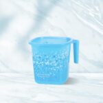 Nayasa Plastic Square Funk Mug | 1.5 Litre Bathroom Mug | Durable & Unbreakable Bath Mug | Lightweight with Easy-Grip Handle | Blue