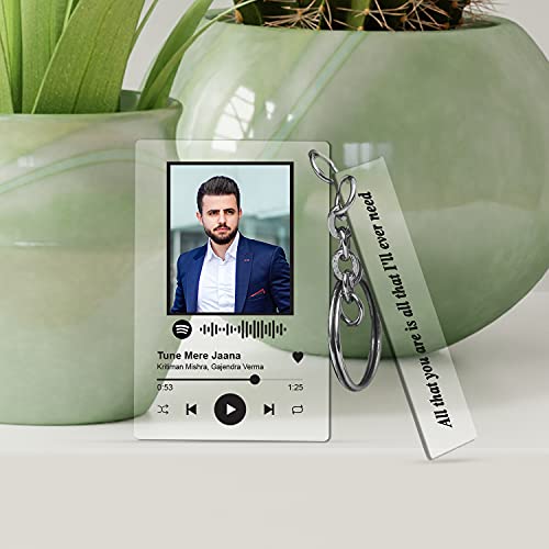 Gifteee – Gift Emotions Expressions Experiences Acrylic Spotify Keychain With Song Code & Photo | Personalized Gifts Scannable Message Size (45 X 70 Mm) Plaque (15 Mmmulticolor)