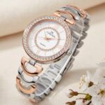IIK COLLECTION Watches for Women Round Studded Dial |Analogue Quartz Movemnet Ladies Watch|Long Battery Life|Stainless Steel Adjustable Bracelet Chain Strap|Double Lock Clasp Safety Watches for Girls
