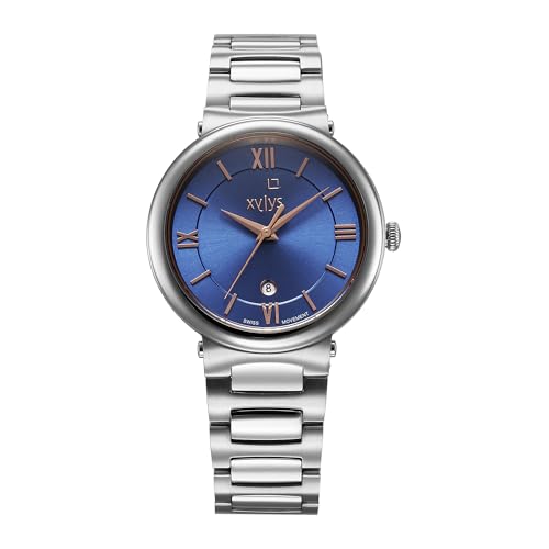 Xylys Duet Swiss Analog Silver Stainless Steel Strap Blue Dial Watch for Women