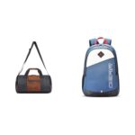 Gear Clubsport 3 9″/33L Faux Leather Large Water Resistant Duffle Bag/Travel Bag/Gym Bag for Men + 14 cms Blue Casual Backpack (MDBKPECO50504)