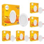 Wipro 6W Alpha Downlight for Junction Box | Red |3 inch Cutout, 22mm Height| Surge Protection Upto 350 VA | High Voltage Protection Upto 4KV | Pack of 6