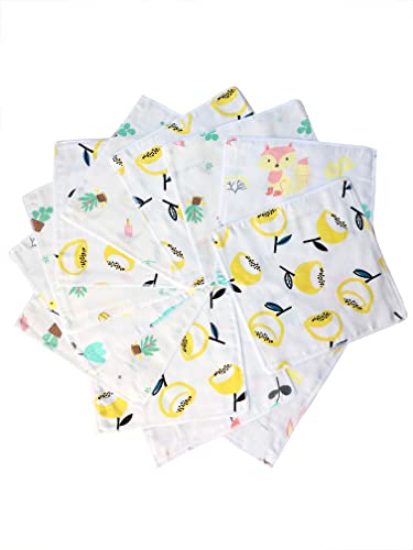 CLUZE Double Layered Cotton Casual Style Handkerchief For Women, Girls, Kids | Pure Cotton Face Towel, Printed Hanky (White) (25X25 Cm) – Pack Of 3
