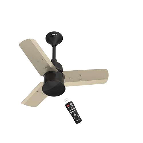 Polycab Silencio Mini 600mm 5-Star BLDC, Remote Ceiling fan for home | 55% Energy Saving, 100% Copper, High Speed, 25 Speed Setting, Reversable & Timer | 4-yr Warranty【Pearl Beige】
