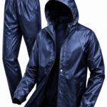 Mens Raincoat Suit with Pant Set Luxova Series | Waterproof Lightweight Breathable Rain Wear | Waterproof Zipper Raincoat for men waterproof (IN, Alpha, 2XL, Evorique Blue)