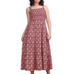 PURVAJA Women’s Square Neck Cotton Dress(Floe-191-M_Maroon)