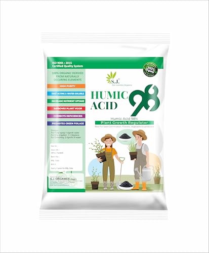 SJ Organics 98% Humic Acid for Plants (500Gms)| Plant Fertilizer for Potted Plants | Growth Enhancer, Soil Conditioner, Improves Plant Root System|